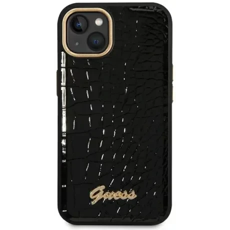 Husa Cover Guess Croco Metal camera pentru iPhone 14 Plus Black
