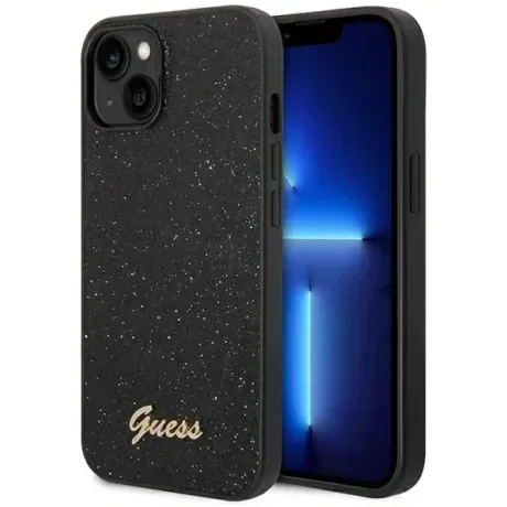 Husa Cover Guess Glitter PC/TPU Flakes Metal Logo pentru iPhone 14 Pro Black