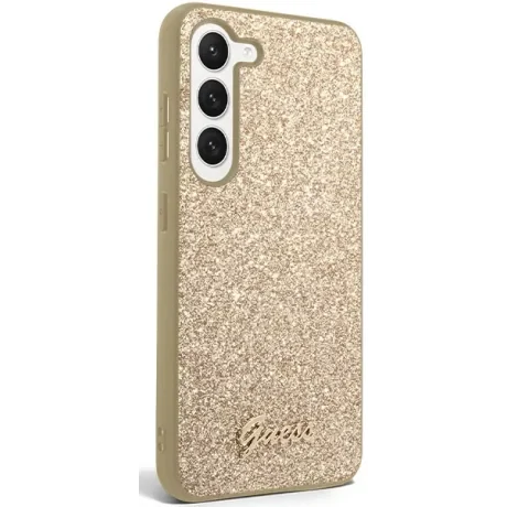 Husa Cover Guess Glitter PC/TPU Flakes Metal Logo pentru Samsung Galaxy S23 Gold thumb