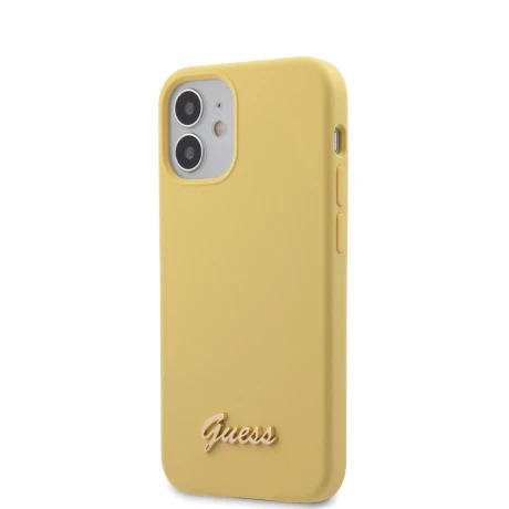 Husa Cover Guess Silicone Metal Logo pentru iPhone 12 Mini Yellow thumb