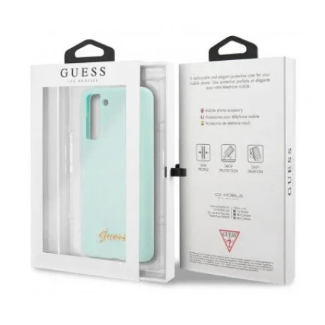Husa Cover Guess Silicone Metal Logo pentru Samsung Galaxy S21 Plus GUHCS2MLSLMGLB Mint