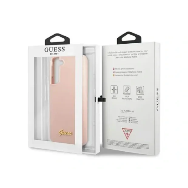 Husa Cover Guess Silicone Metal Logo pentru Samsung Galaxy S23 Plus Pink
