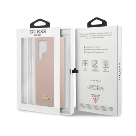 Husa Cover Guess Silicone Metal Logo pentru Samsung Galaxy S23 Ultra Pink thumb