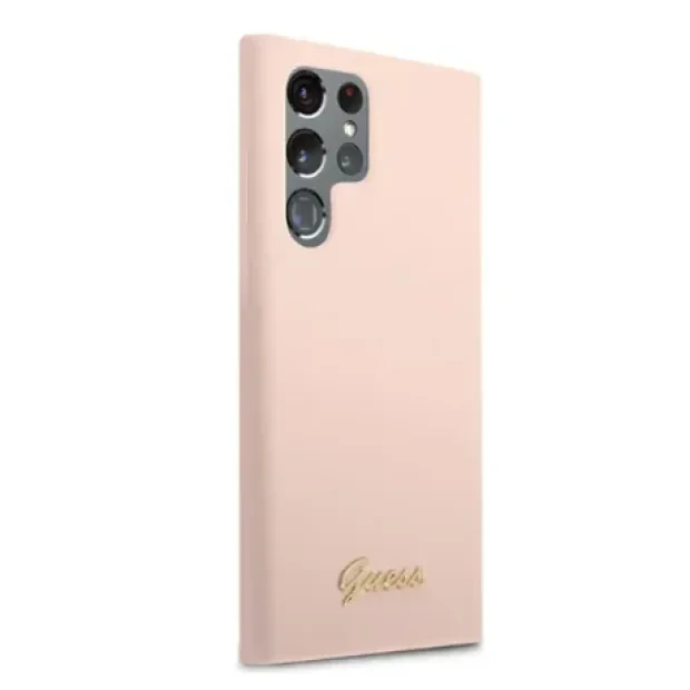 Husa Cover Guess Silicone Metal Logo pentru Samsung Galaxy S23 Ultra Pink