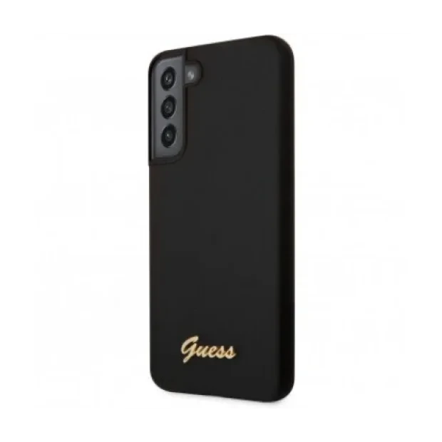 Husa Cover Guess Silicone Vintage Gold Logo pentru Samsung Galaxy S23 Black