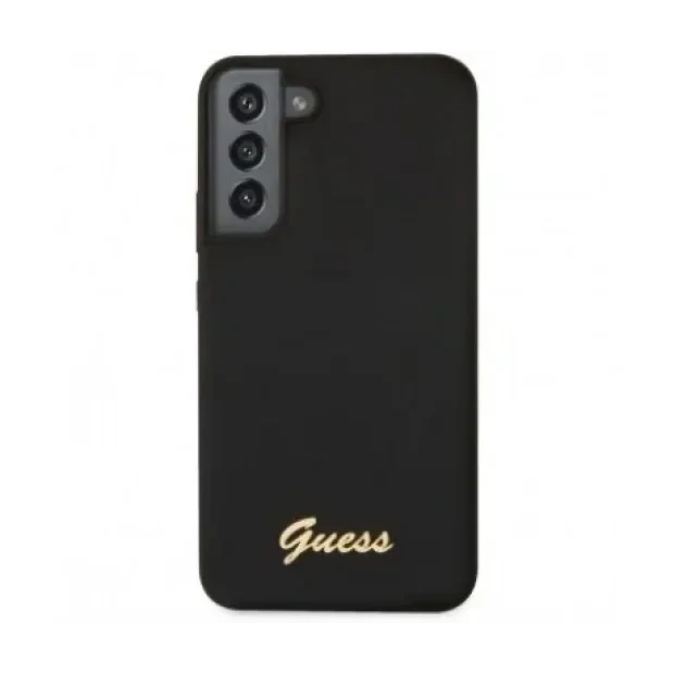 Husa Cover Guess Silicone Vintage Gold Logo pentru Samsung Galaxy S23 Black