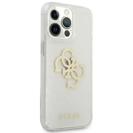Husa Cover Guess Tpu Big 4G Full Glitter pentru iPhone 13 Pro Transparent