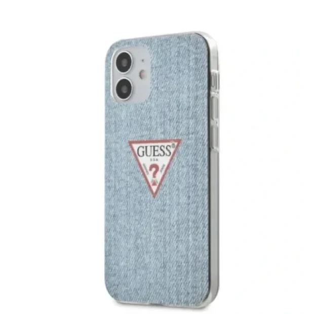 Husa Cover Guess TPU Denim Triangle pentru iPhone 12 Mini Light Blue