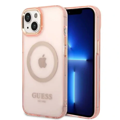 Husa Cover Guess Translucent MagSafe pentru iPhone 14 Pink thumb