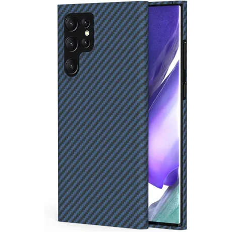 Husa Cover Hard Carbon Fiber pentru Samsung Galaxy S21 FE Albastru thumb