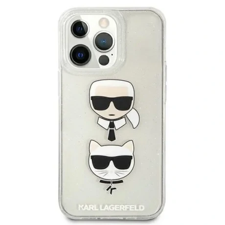 Husa Cover Karl Lagerfeld Choupette Head Glitter pentru iPhone 13 Pro Silver thumb