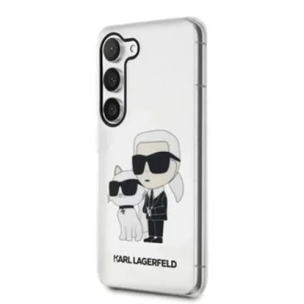 Husa Cover Karl Lagerfeld IML Glitter Karl and Choupette NFT pentru Samsung Galaxy S23 Plus Transparent