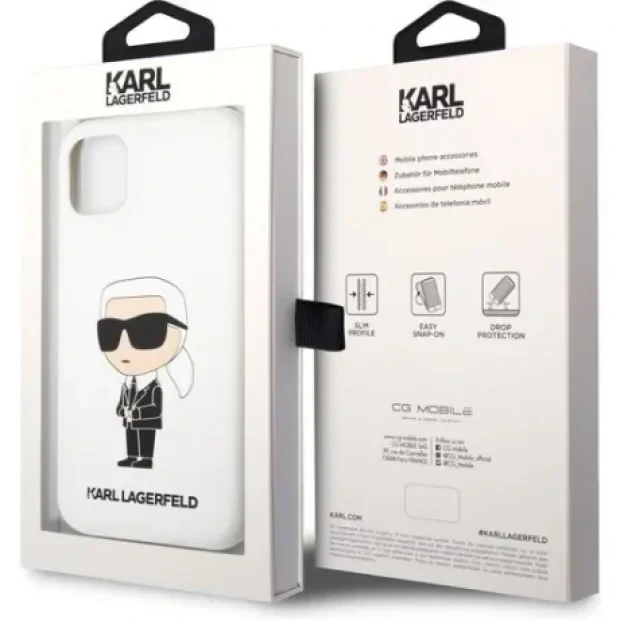 Husa Cover Karl Lagerfeld Liquid Silicone Ikonik pentru iPhone XR/11 White