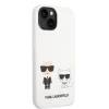 Husa Cover Karl Lagerfeld Liquid Silicone Karl and Choupette pentru iPhone 14 Alb