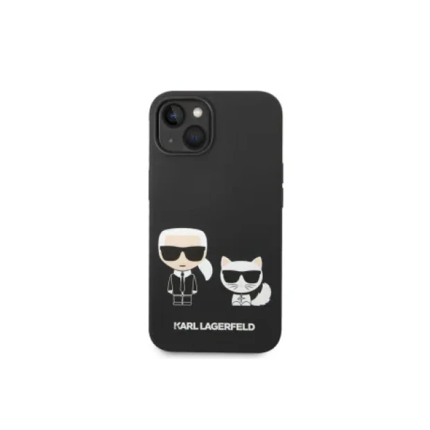 Husa Cover Karl Lagerfeld Liquid Silicone Karl and Choupette pentru iPhone 14 Plus Black