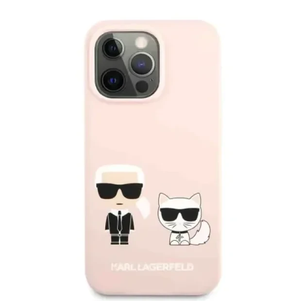 Husa Cover Karl Lagerfeld Liquid Silicone Karl and Choupette pentru iPhone 14 Plus Pink
