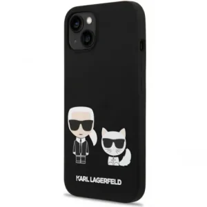 Husa Cover Karl Lagerfeld Liquid Silicone Karl and Choupette pentru iPhone 14 Pro Black