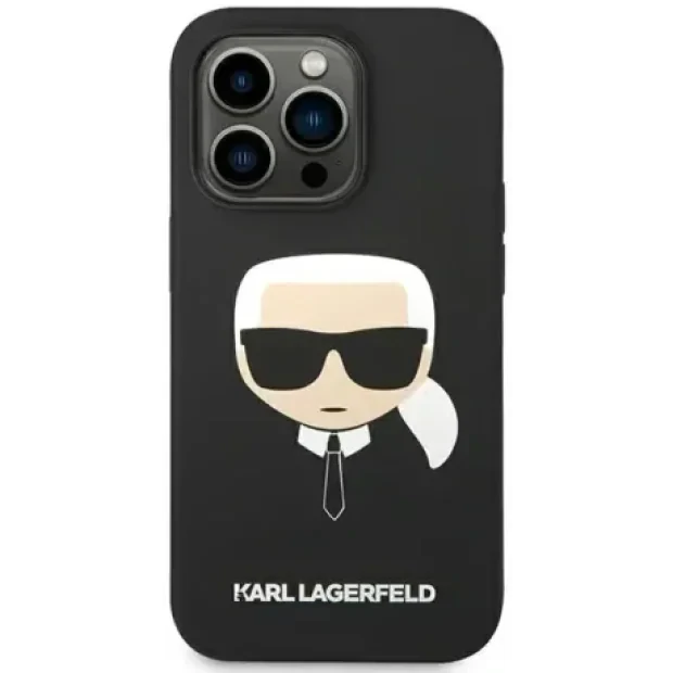 Husa Cover Karl Lagerfeld Liquid Silicone Karl Head Logo pentru iPhone 14 Pro Black