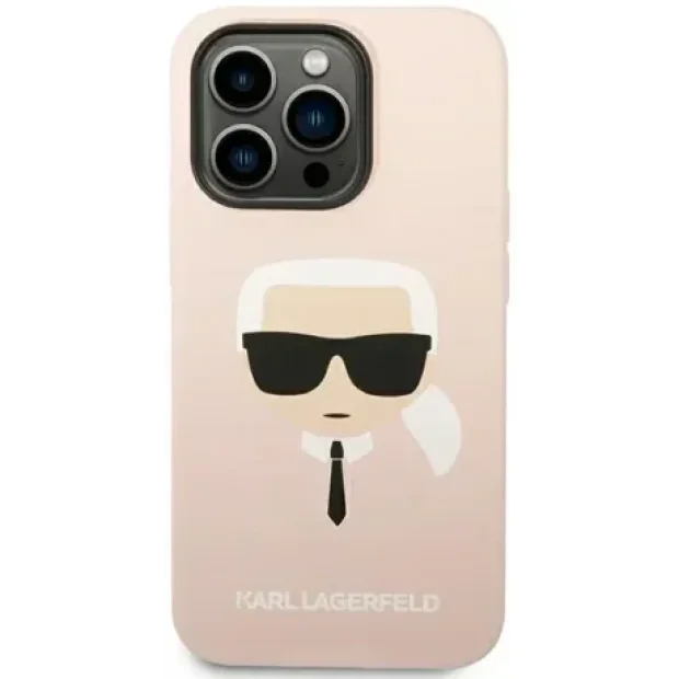 Husa Cover Karl Lagerfeld Liquid Silicone Karl Head Logo pentru iPhone 14 Pro Pink