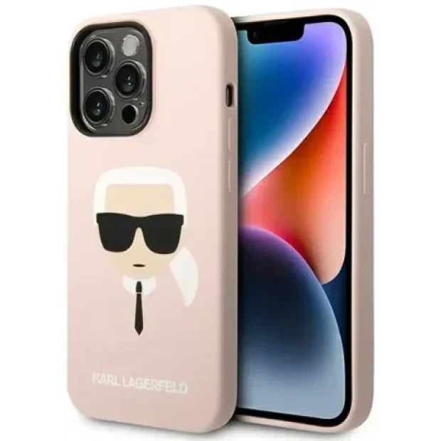 Husa Cover Karl Lagerfeld Liquid Silicone Karl Head Logo pentru iPhone 14 Pro Pink