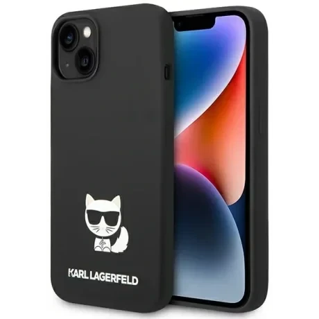 Husa Cover Karl Lagerfeld Liquid Silicone Outline Choupette Body Logo pentru Iphone 14 Black