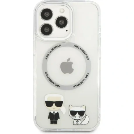 Husa Cover Karl Lagerfeld Magsafe cu Ring Karl&Choupette Bodies LOGO pentru iPhone 13 Pro Max Transparent thumb