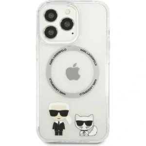 Husa Cover Karl Lagerfeld Magsafe cu Ring Karl&amp;Choupette Bodies LOGO pentru iPhone 13 Pro Max Transparent