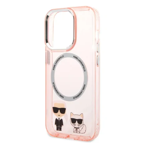 Husa Cover Karl Lagerfeld Magsafe With Ring Karl&Choupette Bodies LOGO pentru iPhone 14 Plus Pink thumb