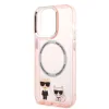 Husa Cover Karl Lagerfeld Magsafe With Ring Karl&amp;Choupette Bodies LOGO pentru iPhone 14 Pro Pink