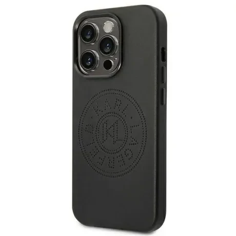 Husa Cover Karl Lagerfeld PU Leather Perfortated Logo pentru iPhone 14 Pro Max Black