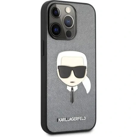 Husa Cover Karl Lagerfeld Saffiano K&C Heads pentru iPhone 13 Pro Silver thumb