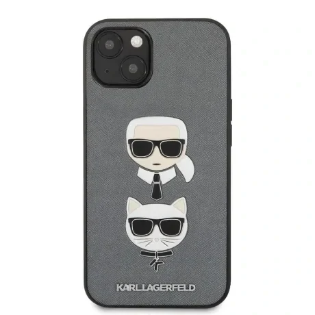 Husa Cover Karl Lagerfeld Saffiano K&amp;C Heads pentru iPhone 13 Silver