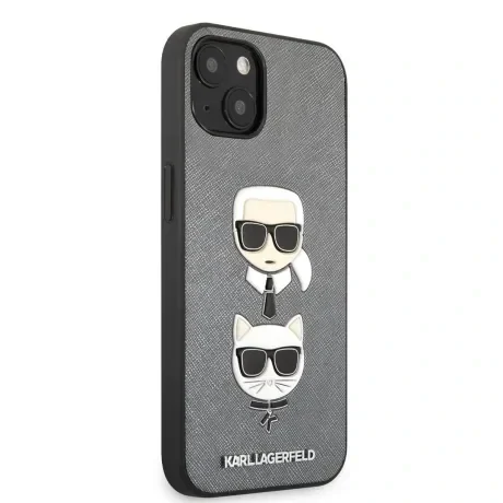Husa Cover Karl Lagerfeld Saffiano K&amp;C Heads pentru iPhone 13 Silver