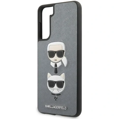Husa Cover Karl Lagerfeld Saffiano K&C Heads pentru Samsung Galaxy S21 Plus Silver thumb