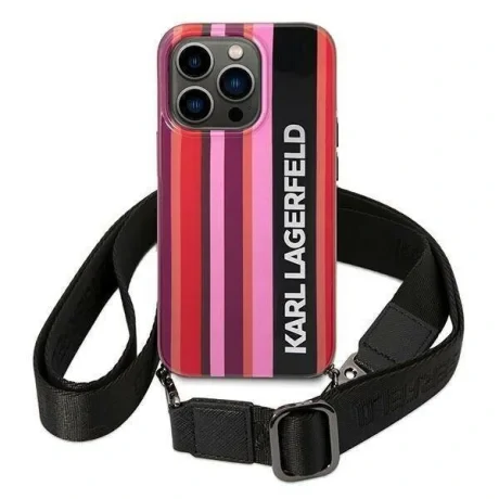 Husa Cover Karl Lagerfeld Stripes Strap pentru iPhone 14 Pro Max Pink thumb