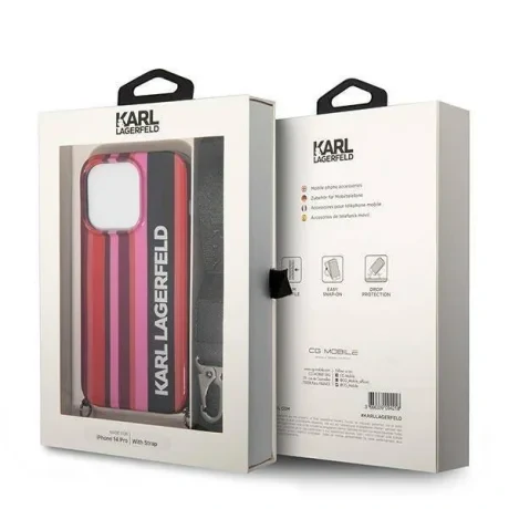 Husa Cover Karl Lagerfeld Stripes Strap pentru iPhone 14 Pro Pink thumb