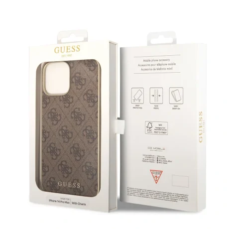Husa Guess 4G Charms pentru iPhone 14 Pro Max Brown thumb