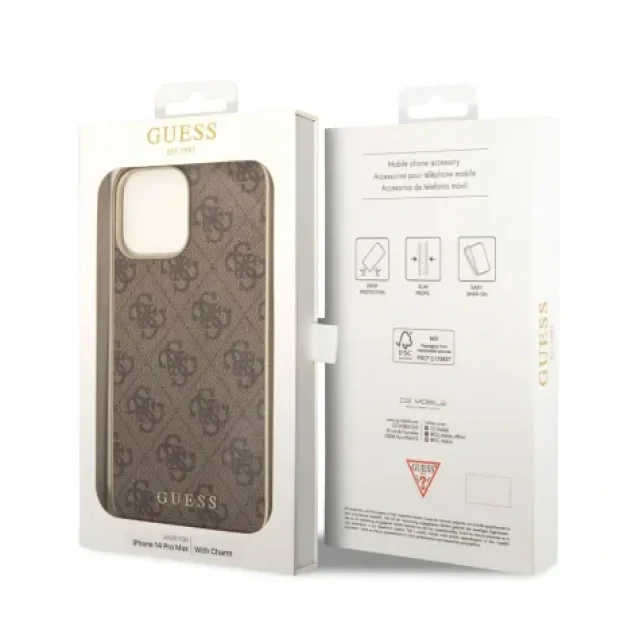 Husa Guess 4G Charms pentru iPhone 14 Pro Max Brown