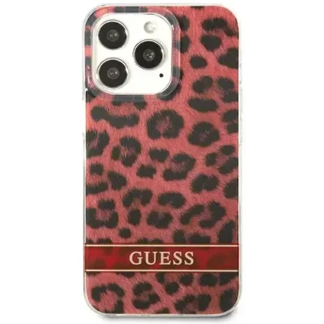 Husa Guess Leopard Case pentru iPhone iPhone 13 Pro Rosu