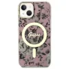 Husa Guess PC/TPU Flowers IML MagSafe pentru iPhone 13 Pink
