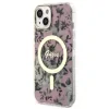 Husa Guess PC/TPU Flowers IML MagSafe pentru iPhone 13 Pink