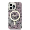 Husa Guess PC/TPU Flowers IML MagSafe pentru iPhone 13 Pro Pink