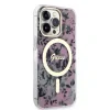 Husa Guess PC/TPU Flowers IML MagSafe pentru iPhone 13 Pro Pink