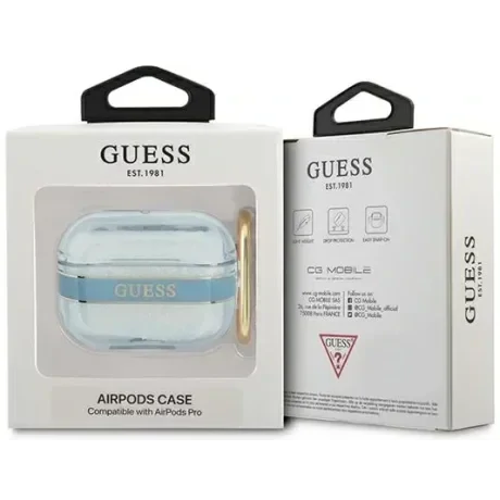 Husa Guess pentru Airpods Pro Blue Strap Albastru