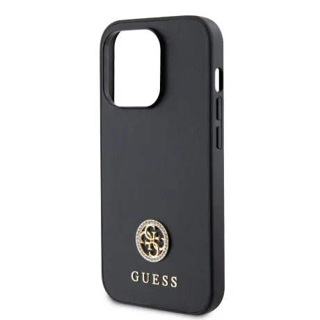 Husa Guess PU 4G Strass Metal Logo  pentru iPhone 15 Pro Black