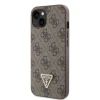Husa Guess PU 4G Strass Triangle Metal Logo pentru iPhone 15 Brown