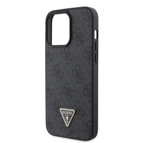 Husa Guess PU 4G Strass Triangle Metal Logo pentru iPhone 15 Pro Max Black thumb