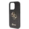 Husa Guess PU Fixed Glitter 4G Metal Logo pentru  iPhone 15 Pro Negru