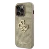 Husa Guess PU Perforated 4G Glitter Metal Logo pentru iPhone 14 Pro Max Gold