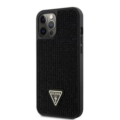 Husa Guess Rhinestones Triangle Metal Logo pentru iPhone 12 Pro Max Negru thumb